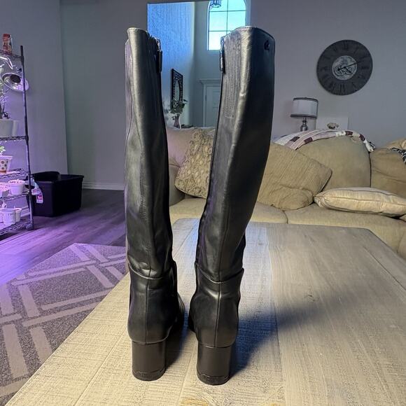Calvin Klein Freeda Knee High Black Leather Boots 7.5 M - Picture 2 of 8